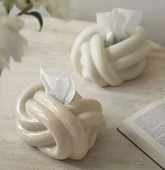 Knot Shape Ceramic Abstract Tissue Box