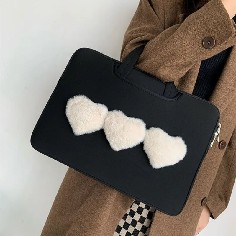 3 Heart Black Laptop and Notebook Sleeve Bag