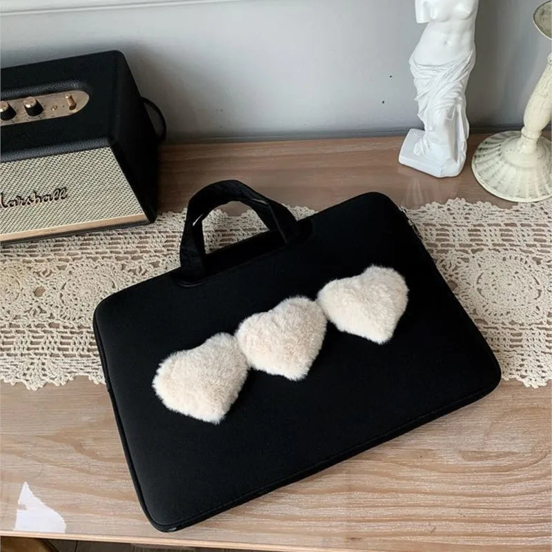 3 Heart Black Laptop and Notebook Sleeve Bag