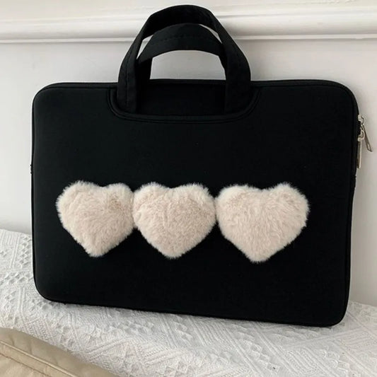 3 Heart Black Laptop and Notebook Sleeve Bag