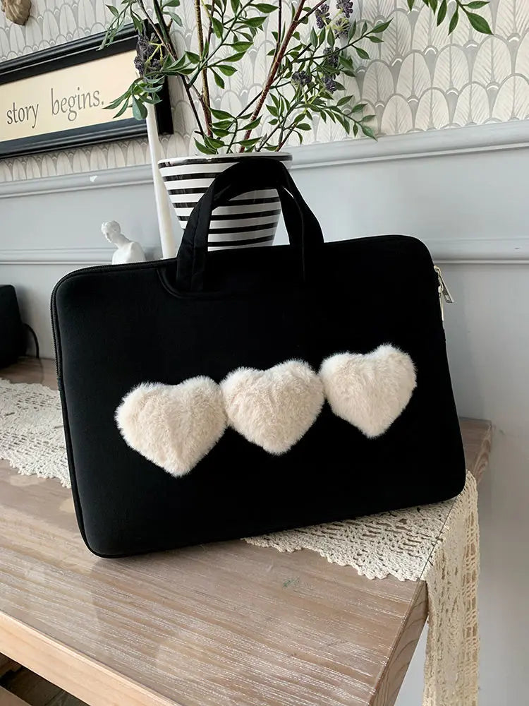 3 Heart Black Laptop and Notebook Sleeve Bag